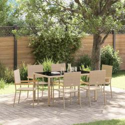 Ensemble de salle &agrave; manger pour 7 pcs Beige polyrotin