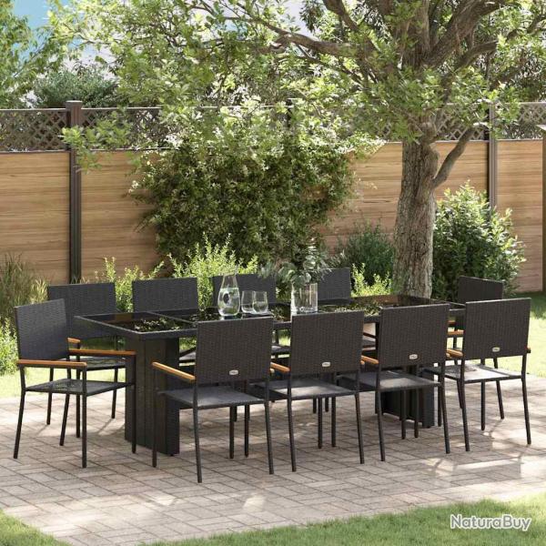 Ensemble de salle � manger pour 11 pcs Noir polyrotin