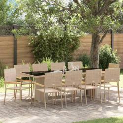 Ensemble de salle &agrave; manger pour 11 pcs Beige polyrotin