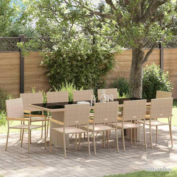 Ensemble de salle � manger pour 11 pcs Beige polyrotin