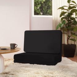 Chaise pliable de sol Noir Similicuir