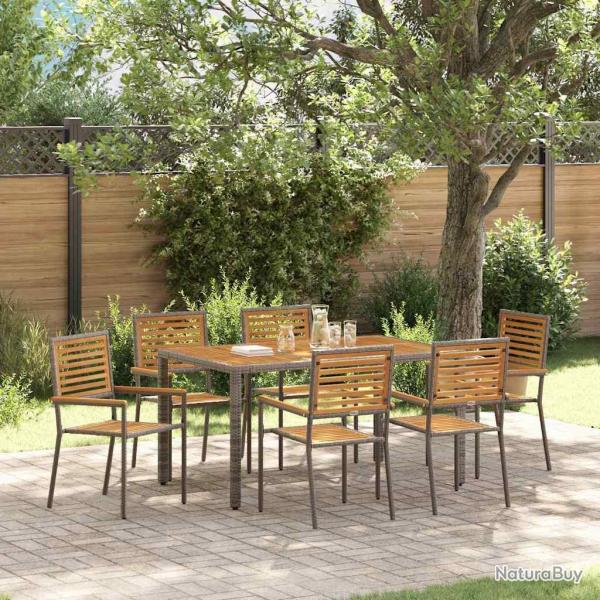Ensemble de salle � manger pour 7 pcs Gris et marron