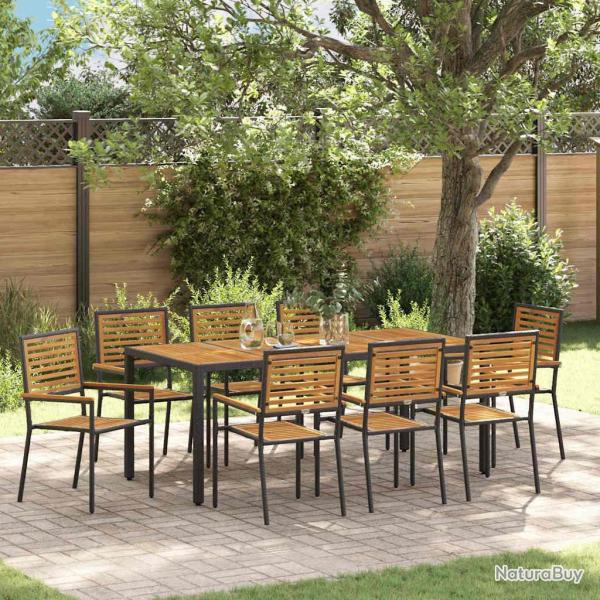 Ensemble de salle � manger pour 9 pcs Noir et Marron