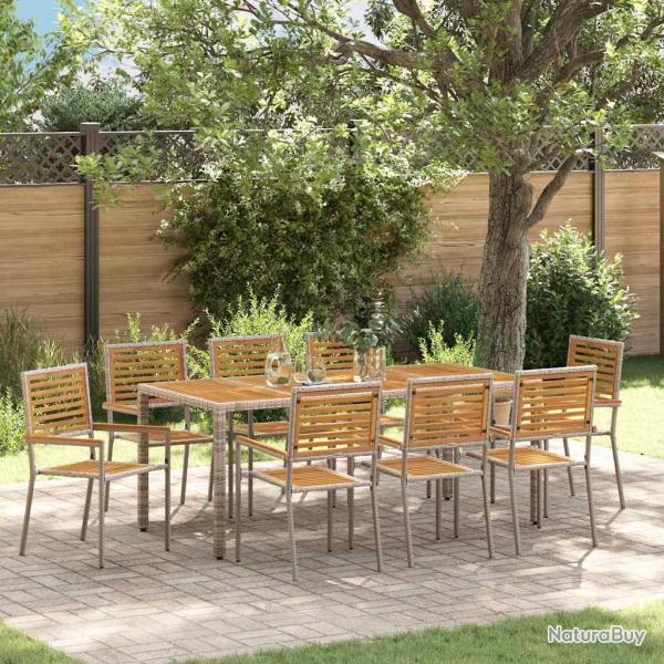Ensemble de salle � manger pour 9 pcs Gris et marron