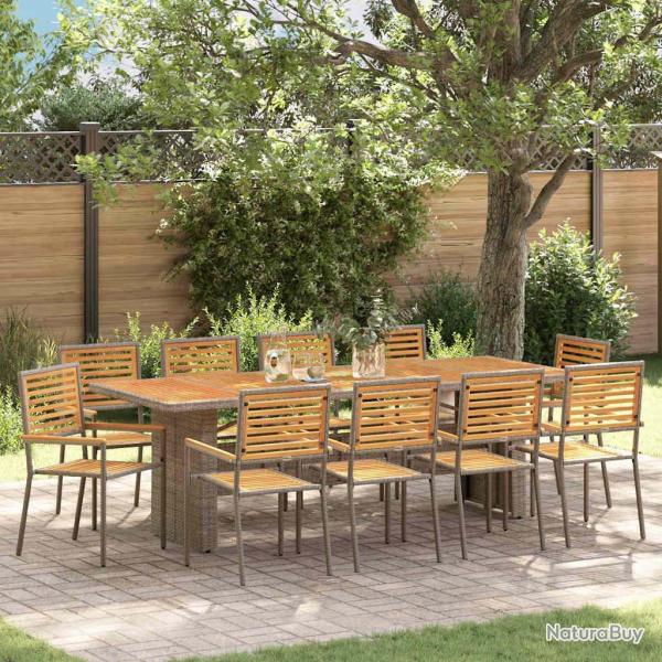 Ensemble de salle � manger pour 11 pcs Gris et marron