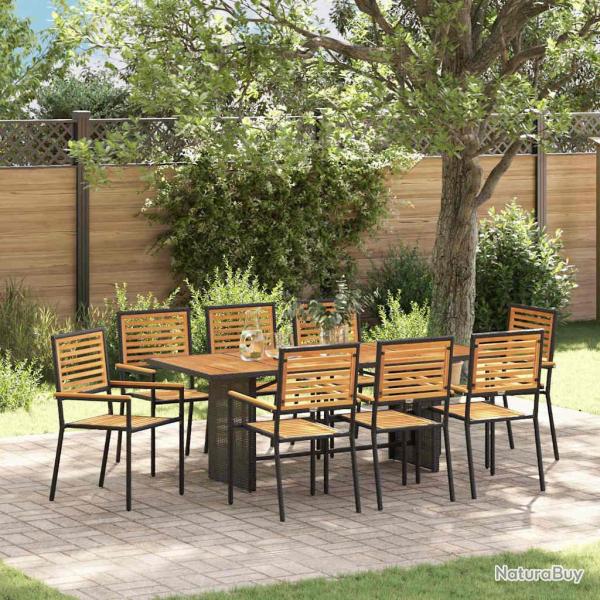 Ensemble de salle � manger pour 9 pcs Noir et Marron