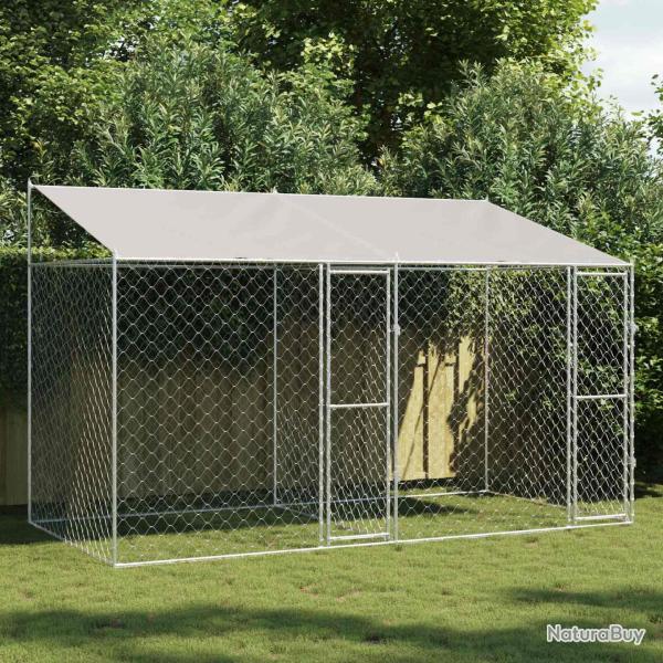 Cage pour chien avec toit Argent� 400 x 200 x 256 cm