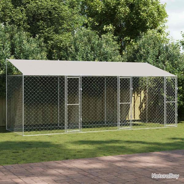 Cage pour chien avec toit Argent� 600 x 200 x 256 cm