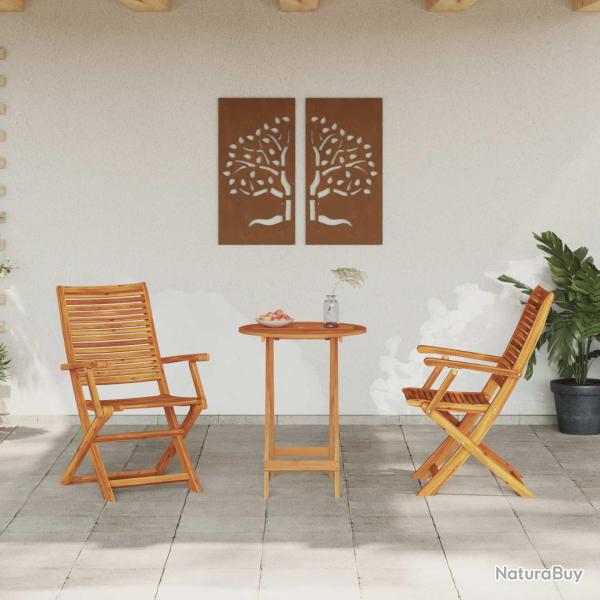Ensemble bistro pliant 3 pcs Marron Bois d'Acacia Massif