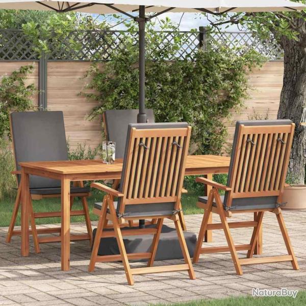 Chaise, 4 pi�ces, en bois de teck massif marron et gris, pour la cuisine