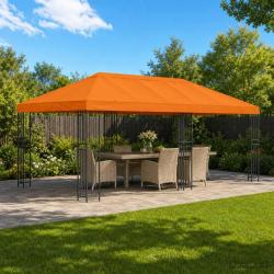Gazebo avec murs lat&eacute;raux 6 x 3 m Orange Polyester et Acier 190