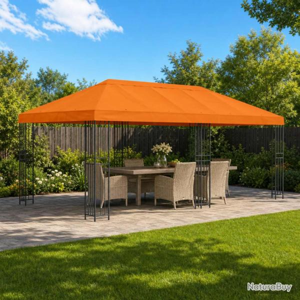 Gazebo avec murs lat�raux 6 x 3 m Orange Polyester et Acier 190