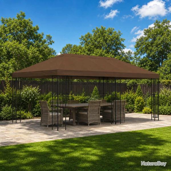 Gazebo avec murs lat�raux 6 x 3 m Marron Polyester et Acier