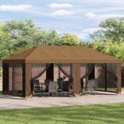 Abri de avec parois 6 x 3 m Beige Polyester et Acier