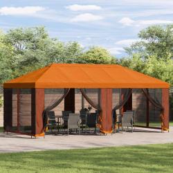 Abri de avec parois 6 x 3 m Orange Polyester et Acier
