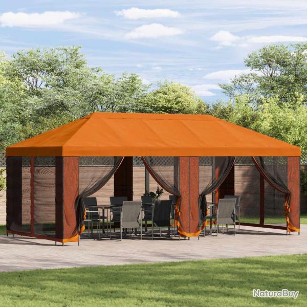 Abri de avec parois 6 x 3 m Orange Polyester et Acier