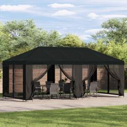 Abri de avec parois 6 x 3 m Noir Polyester et Acier