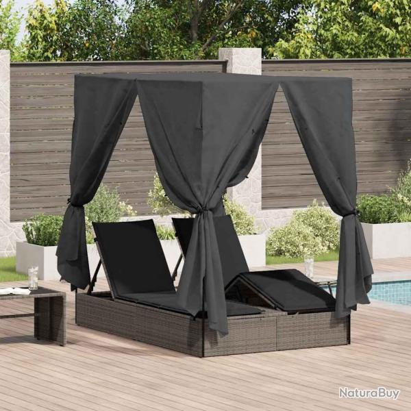 Transat double R�glable Gris 205 x 129 x 200 cm polyrotin