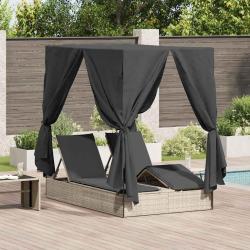 Transat double R&eacute;glable Gris clair 205 x 129 x 200 cm polyrotin