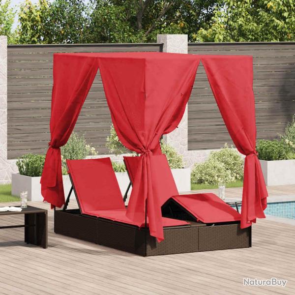 Transat double R�glable Rouge 205 x 129 x 200 cm polyrotin