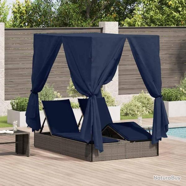 Transat double R�glable Noir 205 x 129 x 200 cm polyrotin