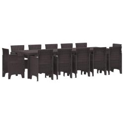 Ensemble de salle &agrave; manger pour 13 pcs Marron Rotin