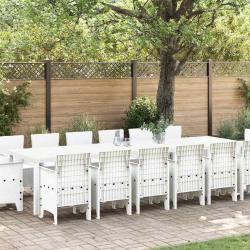 Ensemble de salle &agrave; manger pour 15 pcs Blanc Rattan Polt