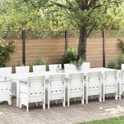 Ensemble de salle &agrave; manger pour 15 pcs Blanc Rattan Polt