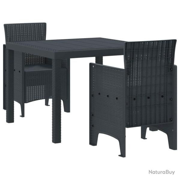 Ensemble de salle � manger, 3 pi�ces, anthracite