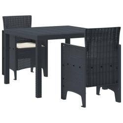 Ensemble table et chaises, 3 pi&egrave;ces, anthracite