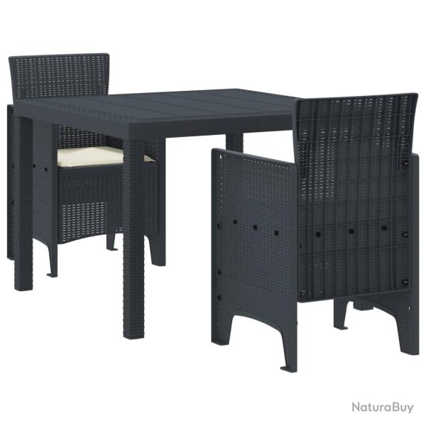 Ensemble table et chaises, 3 pi�ces, anthracite