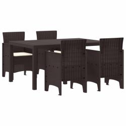 Ensemble de salle &agrave; manger pour 5 pcs Marron Rattan Polt