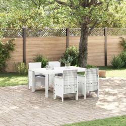Ensemble de salle &agrave; manger pour 5 pcs Blanc Rattan Polt