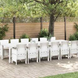 Ensemble de salle &agrave; manger pour 13 pcs Blanc Rattan Polt