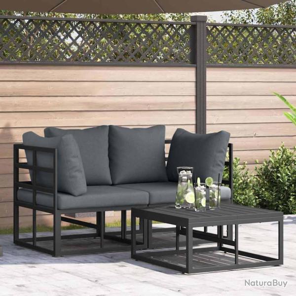 Ensemble de canap� de 3 pcs Noir M�tal