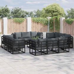 Ensemble de canap&eacute; de 12 pcs Noir M&eacute;tal