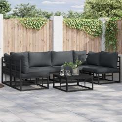 Ensemble de canap&eacute; de avec coussin 7 pcs Noir Aluminium
