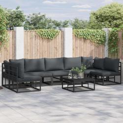 Ensemble de canap&eacute; de avec coussin 8 pcs Noir Aluminium
