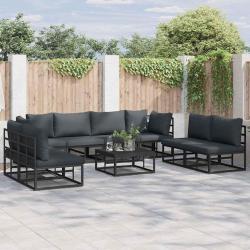 Ensemble de canap&eacute; de avec coussin 9 pcs Noir Aluminium