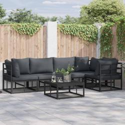 Ensemble de canap&eacute; de avec coussin 6 pcs Noir Aluminium