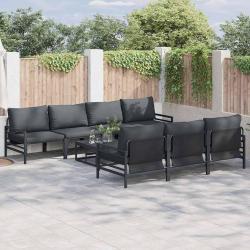 Ensemble de canap&eacute; de avec coussin 8 pcs Noir Acier