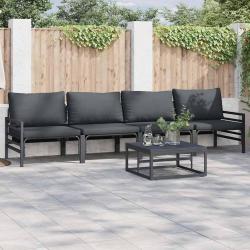 Ensemble de canap&eacute; de avec coussin 4 pcs Noir Acier