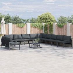 Ensemble de canap&eacute; de avec coussin 11 pcs Noir Acier