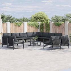 Ensemble de canap&eacute; de avec coussin 12 pcs Noir Acier