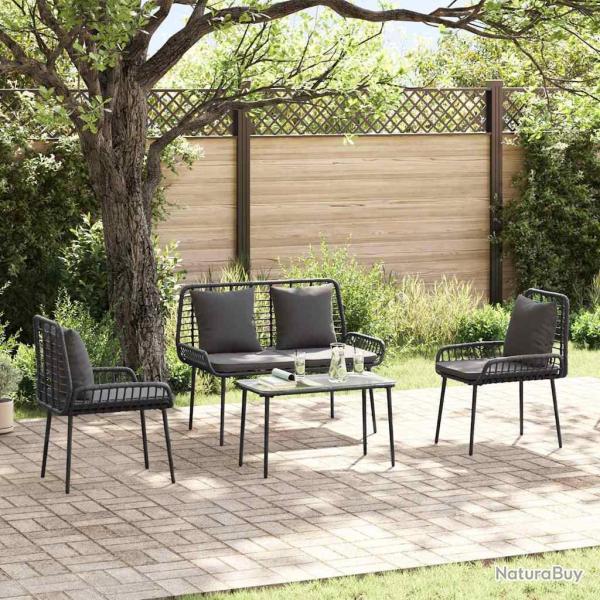 Ensemble de meubles de 4 pcs Noir et Cr�me polyrotin