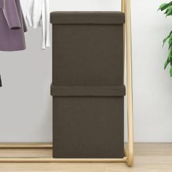 Tabourets de rangement pliables lot de 2 marron fonc&eacute; faux lin