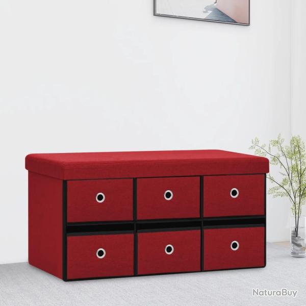 Banc de rangement pliable Bordeaux 76x38x38 cm Faux lin