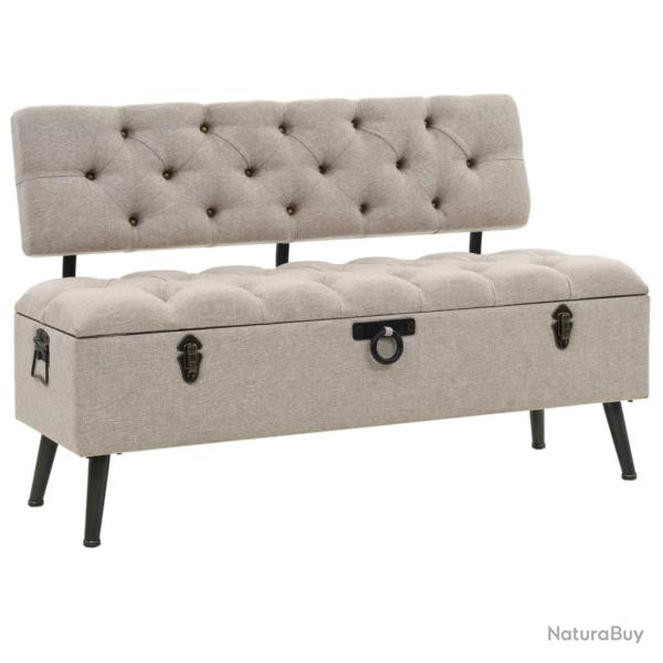 Banc de rangement avec dossier 110 cm Cr�me Tissu