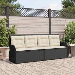 Banc de avec coussin Noir et blanc cr&egrave;me polyrotin