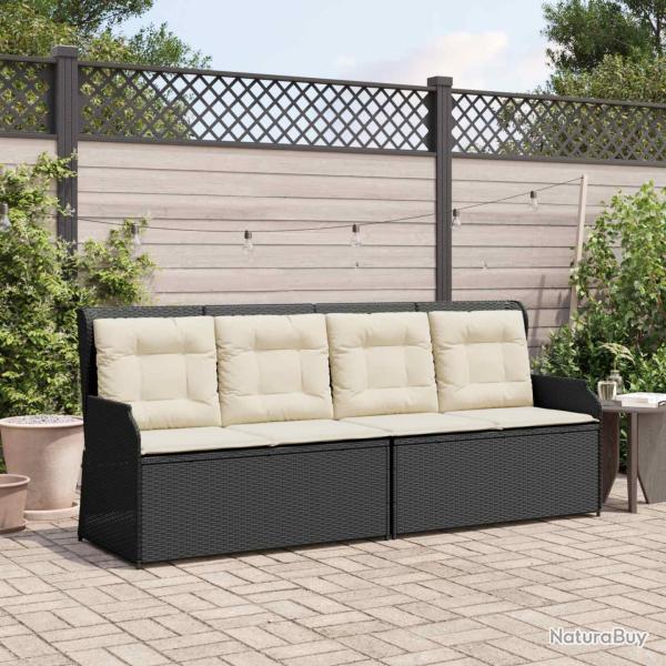Banc de avec coussin Noir et blanc cr�me polyrotin